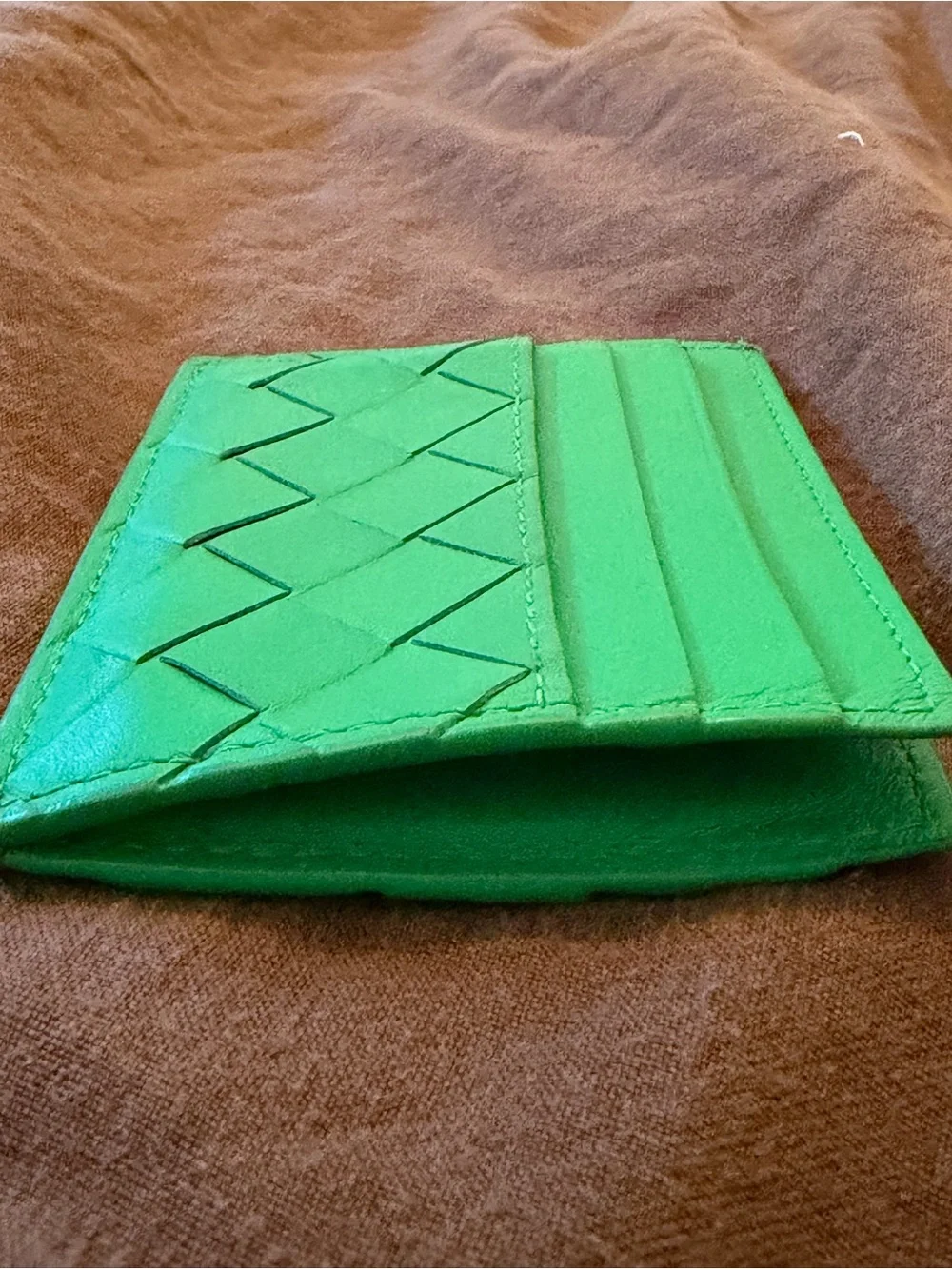 Bottega Veneta Intreccaito Card Holder in Parakeet Green
